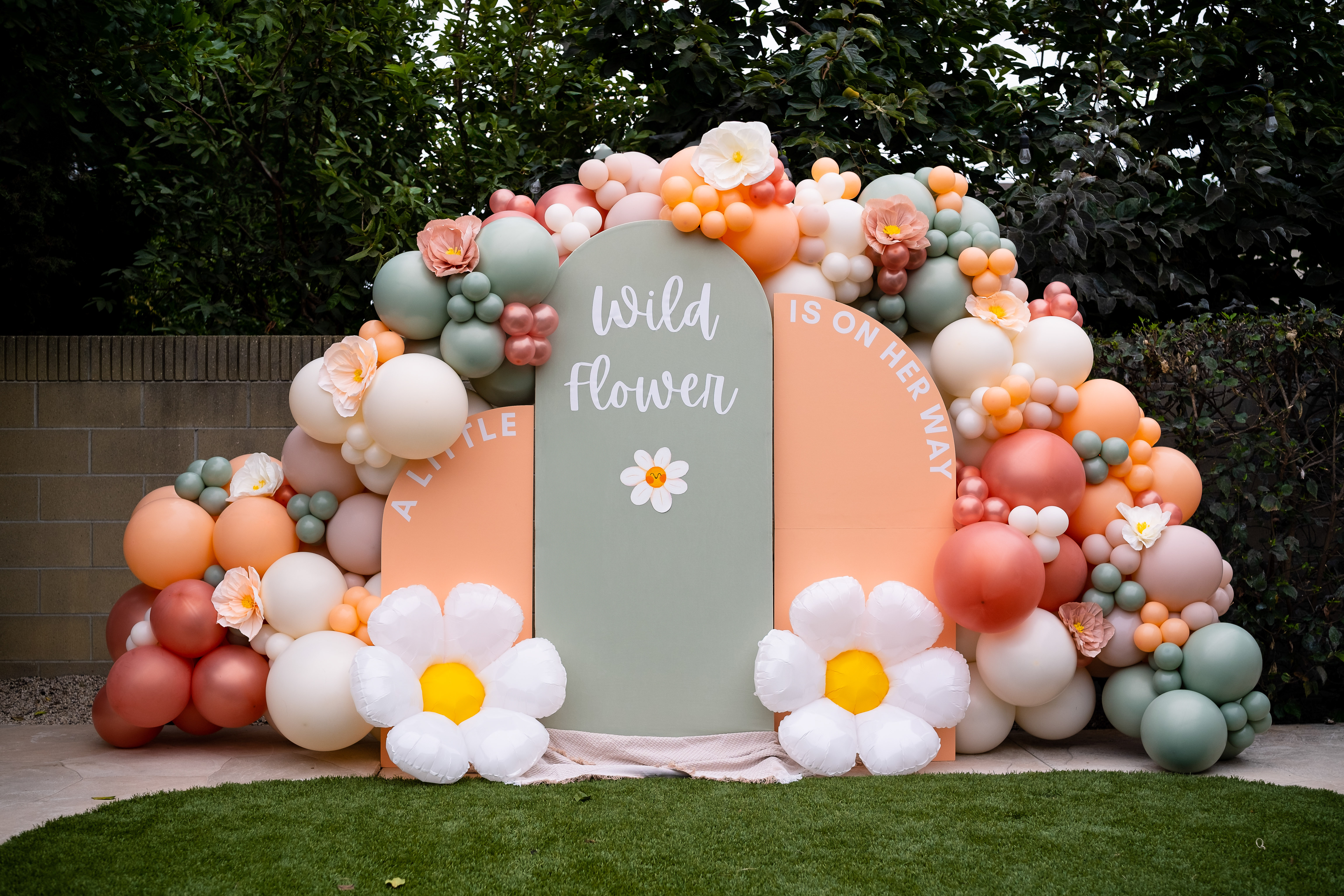 A chic balloon installation for a bridal shower